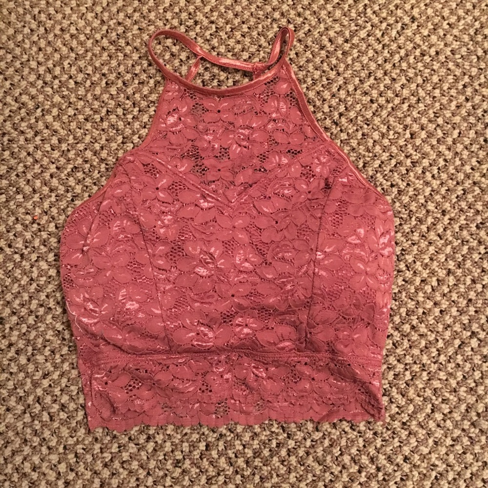 Pink Lace Crop Top